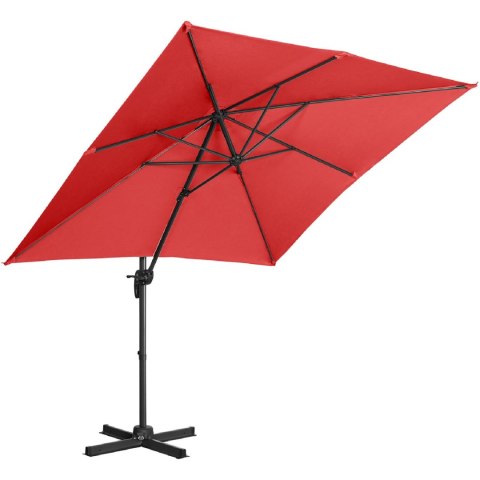PARASOL OGRODOWY BOCZNY NA WYSIĘGNIKU KWADRATOWY 250 X 250 CM CZERWONY PARASOL OGRODOWY BOCZNY NA WYSIĘGNIKU KWADRATOWY 250 X 250 CM CZERWONY