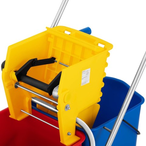 WÓZEK DO MYCIA PODŁÓG Z PRASĄ WYCISKARKĄ DO MOPA DWA WIADRA 2 X 24 L WÓZEK DO MYCIA PODŁÓG Z PRASĄ WYCISKARKĄ DO MOPA DWA WIADRA 2 X 24 L