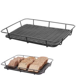KOSZ TACKA NA PIECZYWO Z RAMĄ ZE STALI NIERDZEWNEJ CZARNY 400X300X50 MM - HENDI 426555