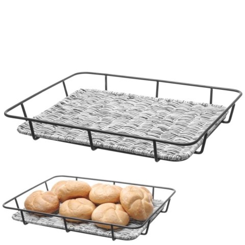 KOSZ TACKA NA PIECZYWO Z RAMĄ ZE STALI NIERDZEWNEJ SZARY MELANŻOWY 400X300X50 MM - HENDI 426524 KOSZ TACKA NA PIECZYWO Z RAMĄ ZE STALI NIERDZEWNEJ SZARY MELANŻOWY 400X300X50 MM - HENDI 426524