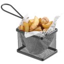 KOSZYK DO PODAWANIA SMAŻONYCH PRZEKĄSEK MINIATUROWY Z UCHWYTEM 100X80X75 MM - HENDI 425619