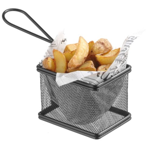 KOSZYK DO PODAWANIA SMAŻONYCH PRZEKĄSEK MINIATUROWY Z UCHWYTEM 100X80X75 MM - HENDI 425619 KOSZYK DO PODAWANIA SMAŻONYCH PRZEKĄSEK MINIATUROWY Z UCHWYTEM 100X80X75 MM - HENDI 425619