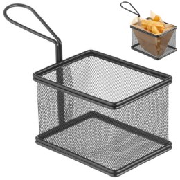 KOSZYK DO PODAWANIA SMAŻONYCH PRZEKĄSEK MINIATUROWY Z UCHWYTEM 125X100X85 MM - HENDI 425626