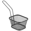 KOSZYK DO SERWOWANIA SMAŻONYCH PRZEKĄSEK FRYTEK Z UCHWYTEM CZARNY 130X115X80 MM - HENDI 425695