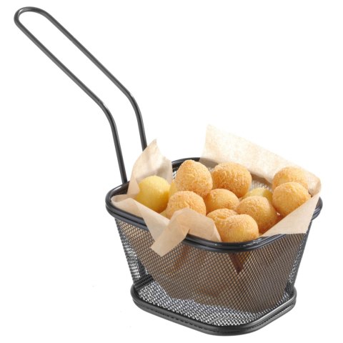 KOSZYK DO SERWOWANIA SMAŻONYCH PRZEKĄSEK FRYTEK Z UCHWYTEM CZARNY 130X115X80 MM - HENDI 425695 KOSZYK DO SERWOWANIA SMAŻONYCH PRZEKĄSEK FRYTEK Z UCHWYTEM CZARNY 130X115X80 MM - HENDI 425695
