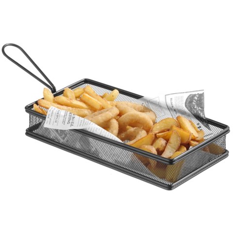 KOSZYK DO SERWOWANIA SMAŻONYCH PRZEKĄSEK FRYTEK Z UCHWYTEM CZARNY 255X153X45 MM - HENDI 425657 KOSZYK DO SERWOWANIA SMAŻONYCH PRZEKĄSEK FRYTEK Z UCHWYTEM CZARNY 255X153X45 MM - HENDI 425657