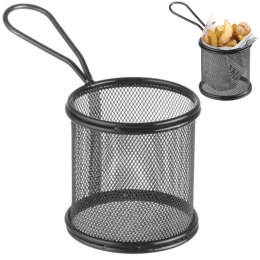 KOSZYK DO SERWOWANIA SMAŻONYCH PRZEKĄSEK FRYTEK Z UCHWYTEM OKRĄGŁY 90X90X90 MM - HENDI 425633