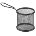 KOSZYK DO SERWOWANIA SMAŻONYCH PRZEKĄSEK FRYTEK Z UCHWYTEM OKRĄGŁY 90X90X90 MM - HENDI 425633
