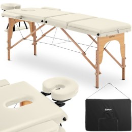 STÓŁ ŁÓŻKO DO MASAŻU DREWNIANE PRZENOŚNE SKŁADANE MARSEILLE BEIGE DO 227 KG BEŻOWE