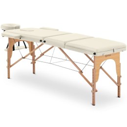 STÓŁ ŁÓŻKO DO MASAŻU DREWNIANE PRZENOŚNE SKŁADANE MARSEILLE BEIGE DO 227 KG BEŻOWE