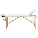 STÓŁ ŁÓŻKO DO MASAŻU DREWNIANE PRZENOŚNE SKŁADANE MARSEILLE BEIGE DO 227 KG BEŻOWE