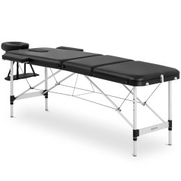 STÓŁ ŁÓŻKO DO MASAŻU PRZENOŚNE SKŁADANE BORDEUX BLACK DO 180 KG CZARNE