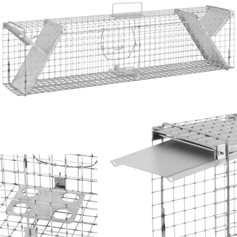 ŻYWOŁAPKA PUŁAPKA ŁAPKA NA SZCZURY KUNY ZATRZASKOWA DWUSTRONNA 1020X200X270 MM ZESTAW ŻYWOŁAPKA PUŁAPKA ŁAPKA NA SZCZURY KUNY ZATRZASKOWA DWUSTRONNA 1020X200X270 MM ZESTAW