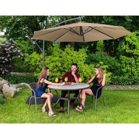 PARASOL OGRODOWY NA WYSIĘGNIKU OKRĄGŁY UCHYLNY ŚR. 300 CM SZAROBRĄZOWY PARASOL OGRODOWY NA WYSIĘGNIKU OKRĄGŁY UCHYLNY ŚR. 300 CM SZAROBRĄZOWY