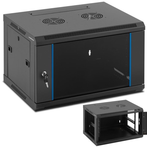 SZAFA RACK SERWEROWA SIECIOWA WISZĄCA 19'' 6U IP20 DO 60 KG 60X44X37 CM CZARNA SZAFA RACK SERWEROWA SIECIOWA WISZĄCA 19'' 6U IP20 DO 60 KG 60X44X37 CM CZARNA