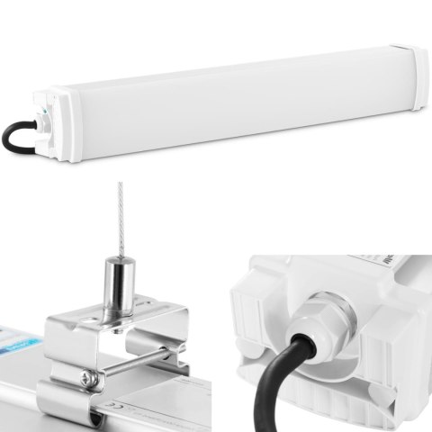 LAMPA OPRAWA LED WODOODPORNA HERMETYCZNA DO MAGAZYNU WARSZTATU IP65 2200 LM 60 CM 20 W LAMPA OPRAWA LED WODOODPORNA HERMETYCZNA DO MAGAZYNU WARSZTATU IP65 2200 LM 60 CM 20 W