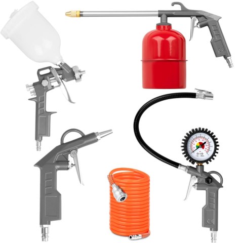 NARZĘDZIA PNEUMATYCZNE PISTOLET NATRYSKOWY POMPKA DO OPON WĄŻ SPIRALNY ZESTAW 5 SZT. NARZĘDZIA PNEUMATYCZNE PISTOLET NATRYSKOWY POMPKA DO OPON WĄŻ SPIRALNY ZESTAW 5 SZT.
