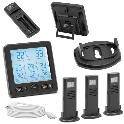 BEZPRZEWODOWA STACJA POGODOWA Z ALARMEM LCD 3 CZUJNIKI BEZPRZEWODOWA STACJA POGODOWA Z ALARMEM LCD 3 CZUJNIKI