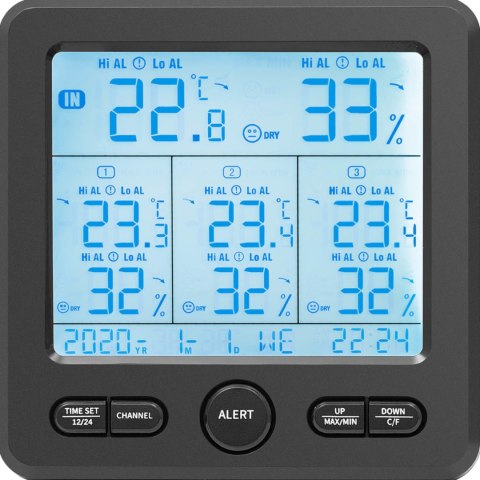 BEZPRZEWODOWA STACJA POGODOWA Z ALARMEM LCD 3 CZUJNIKI BEZPRZEWODOWA STACJA POGODOWA Z ALARMEM LCD 3 CZUJNIKI