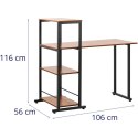 BIURKO KOMPUTEROWE Z REGAŁEM INDUSTRIALNE LOFT DO BIURA DOMU 110 X 50 CM