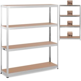 REGAŁ MAGAZYNOWY METALOWY 4 PÓŁKI 600 KG 160 X 40 X 180 CM SZARY