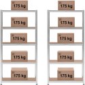 REGAŁ MAGAZYNOWY METALOWY 5 PÓŁEK 875 KG 90 X 30 X 180 CM SZARY 2 SZT.