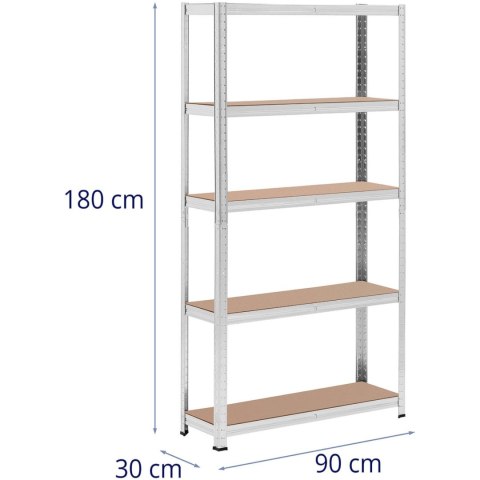 REGAŁ MAGAZYNOWY METALOWY 5 PÓŁEK 875 KG 90 X 30 X 180 CM SZARY 2 SZT. REGAŁ MAGAZYNOWY METALOWY 5 PÓŁEK 875 KG 90 X 30 X 180 CM SZARY 2 SZT.