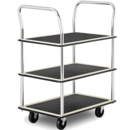 WÓZEK PÓŁKOWY TRANSPORTOWY Z UCHWYTAMI 3 PÓŁKI DO 150 KG 72 X 43 CM