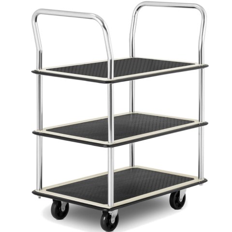 WÓZEK PÓŁKOWY TRANSPORTOWY Z UCHWYTAMI 3 PÓŁKI DO 150 KG 72 X 43 CM WÓZEK PÓŁKOWY TRANSPORTOWY Z UCHWYTAMI 3 PÓŁKI DO 150 KG 72 X 43 CM