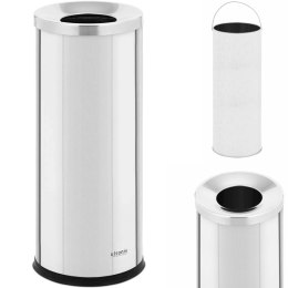KOSZ NA ODPADY ŚMIECI MIEJSKI ZEWNĘTRZNY OKRĄGŁY ŚR. 250 X 610 MM STAL SREBRNY