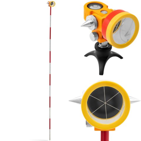 MINI PRYZMAT LUSTRO DALMIERCZE GEODEZYJNE Z TYCZKĄ I PODSTAWĄ SREBRNA POWŁOKA ŚR. 3,6 CM 1,26 M MINI PRYZMAT LUSTRO DALMIERCZE GEODEZYJNE Z TYCZKĄ I PODSTAWĄ SREBRNA POWŁOKA ŚR. 3,6 CM 1,26 M