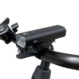LAMPKA ROWEROWA PRZEDNIA USB BIAŁE ŚWIATŁO 4 TRYBY PRACY CZARNA