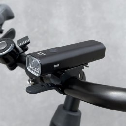 LAMPKA ROWEROWA PRZEDNIA USB BIAŁE ŚWIATŁO 4 TRYBY PRACY CZARNA