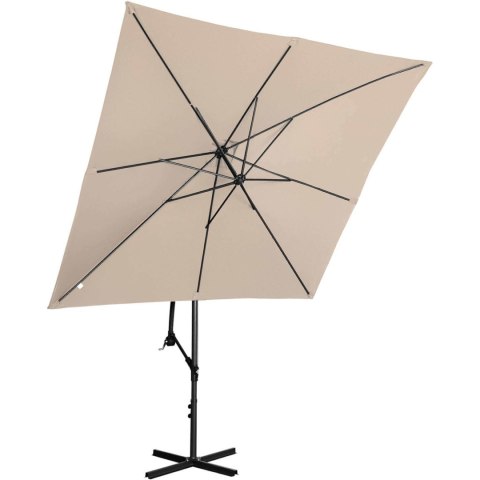 PARASOL OGRODOWY NA WYSIĘGNIKU KWADRATOWY 250 X 250 CM KREMOWY PARASOL OGRODOWY NA WYSIĘGNIKU KWADRATOWY 250 X 250 CM KREMOWY