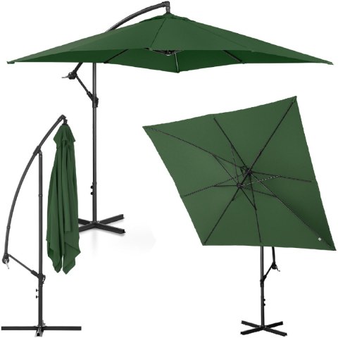 PARASOL OGRODOWY NA WYSIĘGNIKU KWADRATOWY 250 X 250 CM ZIELONY PARASOL OGRODOWY NA WYSIĘGNIKU KWADRATOWY 250 X 250 CM ZIELONY