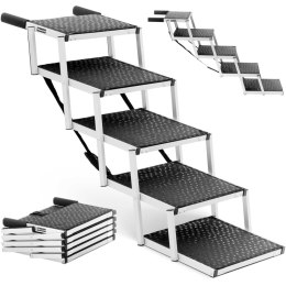 SCHODY DLA PSA DO SAMOCHODU SKŁADANE ALUMINIOWE WYS. 71 CM DO 68 KG - 5 STOPNI