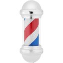 SŁUPEK SZYLD FRYZJERSKI BARBERSKI BARBER POLE OBROTOWY PODŚWIETLANY 25 CM - SREBRNY