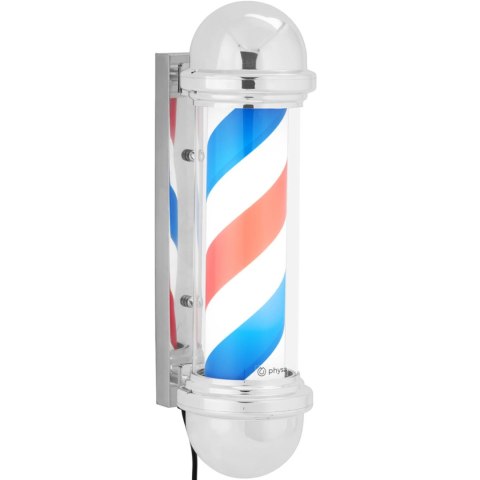 SŁUPEK SZYLD FRYZJERSKI BARBERSKI BARBER POLE OBROTOWY PODŚWIETLANY 30 CM - SREBRNY SŁUPEK SZYLD FRYZJERSKI BARBERSKI BARBER POLE OBROTOWY PODŚWIETLANY 30 CM - SREBRNY