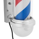 SŁUPEK SZYLD FRYZJERSKI BARBERSKI BARBER POLE OBROTOWY PODŚWIETLANY 30 CM - SREBRNY