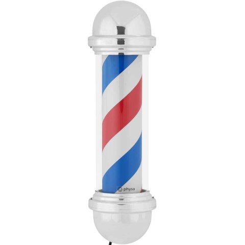 SŁUPEK SZYLD FRYZJERSKI BARBERSKI BARBER POLE OBROTOWY PODŚWIETLANY 30 CM - SREBRNY SŁUPEK SZYLD FRYZJERSKI BARBERSKI BARBER POLE OBROTOWY PODŚWIETLANY 30 CM - SREBRNY