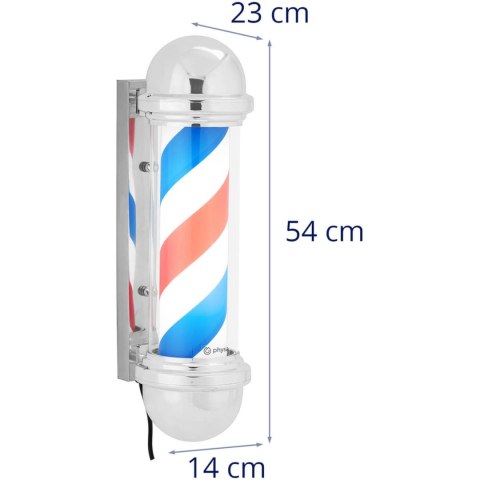 SŁUPEK SZYLD FRYZJERSKI BARBERSKI BARBER POLE OBROTOWY PODŚWIETLANY 30 CM - SREBRNY SŁUPEK SZYLD FRYZJERSKI BARBERSKI BARBER POLE OBROTOWY PODŚWIETLANY 30 CM - SREBRNY