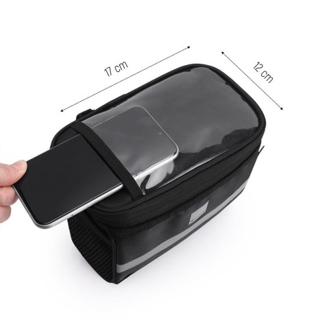 TORBA ROWEROWA NA KIEROWNICĘ Z ETUI NA TELEFON 2 L CZARNY TORBA ROWEROWA NA KIEROWNICĘ Z ETUI NA TELEFON 2 L CZARNY
