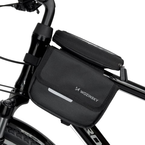 TORBA ROWEROWA NA RAMĘ SAKWA NA ROWER WODOODPORNE ETUI NA TELEFON 1.5L CZARNY TORBA ROWEROWA NA RAMĘ SAKWA NA ROWER WODOODPORNE ETUI NA TELEFON 1.5L CZARNY