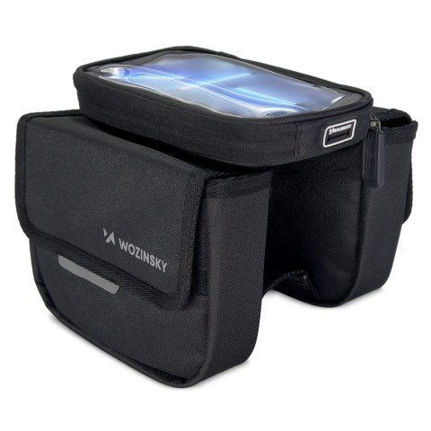 TORBA ROWEROWA NA RAMĘ SAKWA NA ROWER WODOODPORNE ETUI NA TELEFON 1.5L CZARNY TORBA ROWEROWA NA RAMĘ SAKWA NA ROWER WODOODPORNE ETUI NA TELEFON 1.5L CZARNY