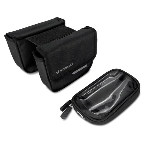 TORBA ROWEROWA NA RAMĘ SAKWA NA ROWER WODOODPORNE ETUI NA TELEFON 1.5L CZARNY TORBA ROWEROWA NA RAMĘ SAKWA NA ROWER WODOODPORNE ETUI NA TELEFON 1.5L CZARNY