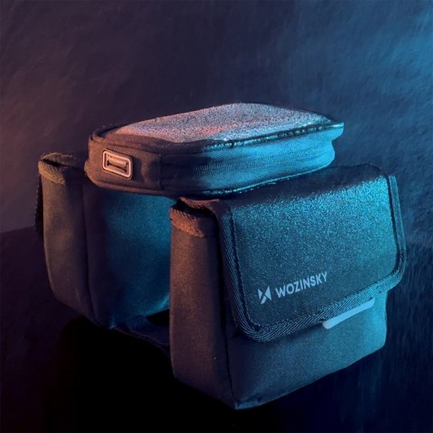 TORBA ROWEROWA NA RAMĘ SAKWA NA ROWER WODOODPORNE ETUI NA TELEFON 1.5L CZARNY TORBA ROWEROWA NA RAMĘ SAKWA NA ROWER WODOODPORNE ETUI NA TELEFON 1.5L CZARNY