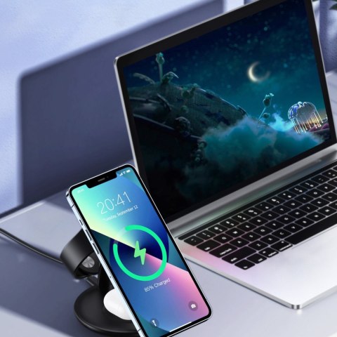 INDUKCYJNA STACJA ŁADUJĄCA DO IPHONE AIRPODS PRO APPLE WATCH 3W1 CZARNY INDUKCYJNA STACJA ŁADUJĄCA DO IPHONE AIRPODS PRO APPLE WATCH 3W1 CZARNY