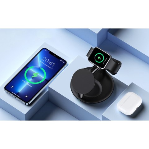 INDUKCYJNA STACJA ŁADUJĄCA DO IPHONE AIRPODS PRO APPLE WATCH 3W1 CZARNY INDUKCYJNA STACJA ŁADUJĄCA DO IPHONE AIRPODS PRO APPLE WATCH 3W1 CZARNY
