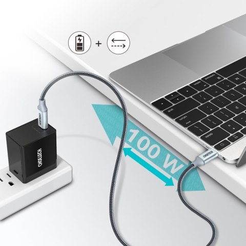 KABEL PRZEWÓD USB TYP C - USB TYP C 5A 100W POWERDELIVERY 480MBPS 1.8 M SZARY KABEL PRZEWÓD USB TYP C - USB TYP C 5A 100W POWERDELIVERY 480MBPS 1.8 M SZARY