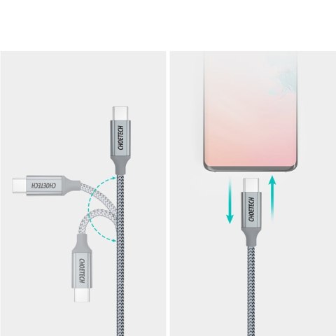 KABEL PRZEWÓD USB TYP C - USB TYP C 5A 100W POWERDELIVERY 480MBPS 1.8 M SZARY KABEL PRZEWÓD USB TYP C - USB TYP C 5A 100W POWERDELIVERY 480MBPS 1.8 M SZARY